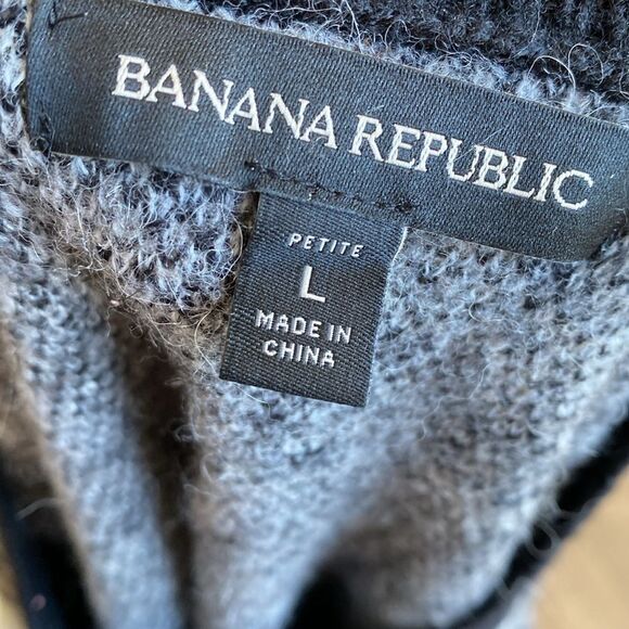 Banana Republic Leopard Print Wool & Alpaca Blend Pullover Fuzzy Sweater Petite - Picture 6 of 8